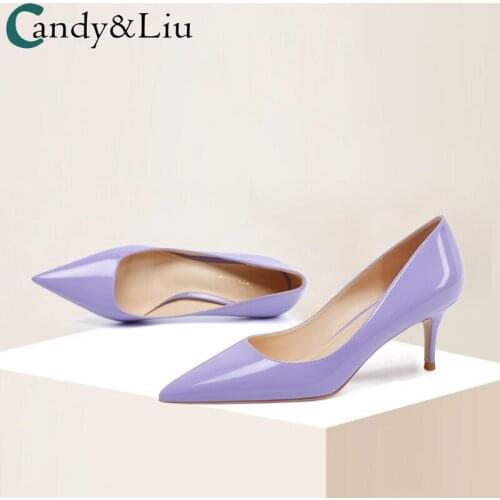 Pointed Thin Heel Shoes Womens 2021 Summer New Patent Leather Little Fresh Girl Light Purple Light Mouth Cover High Heels