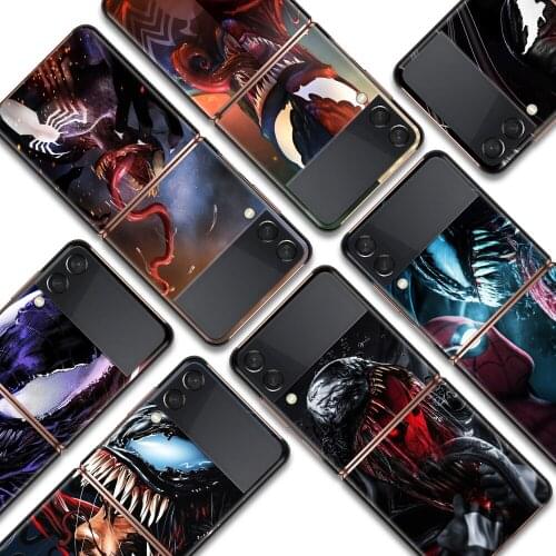 Venom Marvel Hero Shockproof Cover for Samsung Galaxy Z Flip Flip3 5G Black Phone Case Shell Hard Fundas Coque Capa
