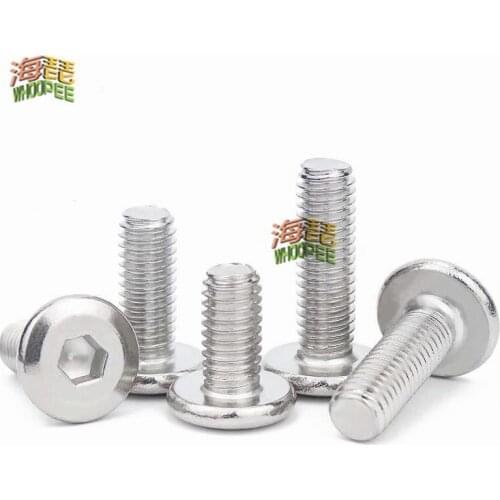 1/50pcs M3 M4 M5 M6 M8 304 Stainless Steel Large Flat Hex Hexagon Socket Head Allen Furniture Rivet Screw Connector Joint Bolt