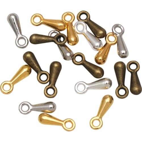 100pcs 2x7mm 3x9mm Gold/Silver/Bronze/Rhodium Color Tear Drop pendants Charms Tail Extend Chain End Beads DIY Jewelry Findings