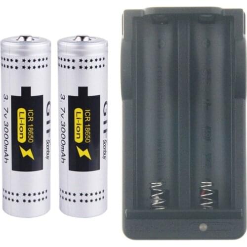 2x 3000mAh18650 GTF 3,7 V Li-Ion akku + LED Laterne loader