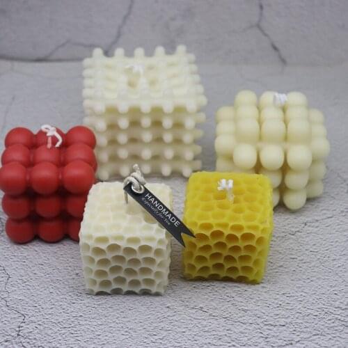 3D Art Cube Magic Ball Silicone Handmade Scented Candle Mold DIY Square Honeycomb Aromatherapy Mould Supplies Home Decoration