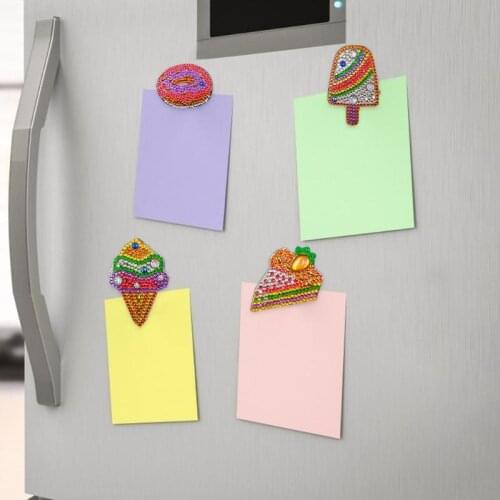 4pcs DIY Full Drill Special Shape Ice Cream Unique Personality Cake Doughnuts Delicate Diamond Painting Cute Fridge Magnet