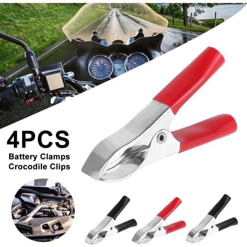 4pcs Alligator Clips Hot Car Battery Clamps Crocodile Clip Red Black Electrical Connection Battery Terminals Power Wire Test