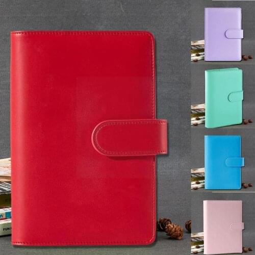 Macaron Color A5 A6 6 Ring Binder PU Clip-on Notebook Journal Notebooks Kawaii Stationery Leaf Leather Notebook Loose Cover H6T0