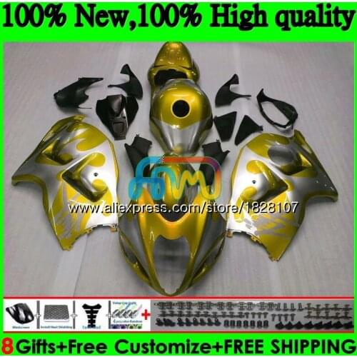 GSXR 1300 For SUZUKI Hayabusa GSXR-1300 2002 2003 2004 2005 2006 2007 49BS.197 GSXR1300 96 02 03 04 05 Gold silver 06 07 Fairing