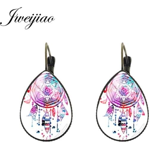 JWEIJIAO New Arrival Ethnic Boho Dreamcatcher Tassel Dangle Tear water-drop Ear Clip Earrings Bohemian women jewelry gift DH86