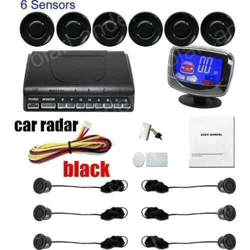 Parking Sensor Kit LCD Monitor Alert Alarm 6 Sensors 22.5mm Buzzer Car Reverse Backup Radar Monitor System 12V 8 Colors