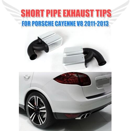 2PCS/Set High Quality Stainless Steel Short Pipe Exhaust Tips Square Muffler Ends Fit For Porsche Cayenne V8 2011-2014