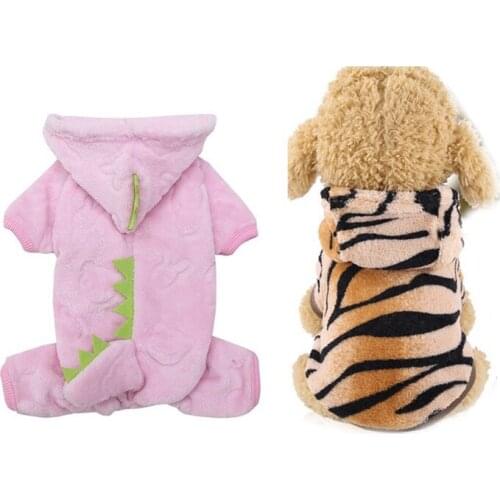 Pet Dog Cat Clothes Cute Funny Dinosaur Costumes Coat Winter Warm Fleece Clothing For Small Dogs Kitten Hoodie Puppy Dog Clothe