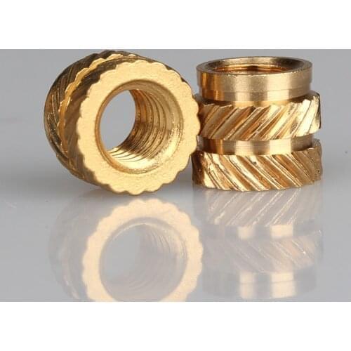 M5 M6 10Pcs Brass Hot Melt Inset Nuts Heating Molding Copper Thread Inserts Nut SL-type Double Twill Knurled Injection Brass Nut