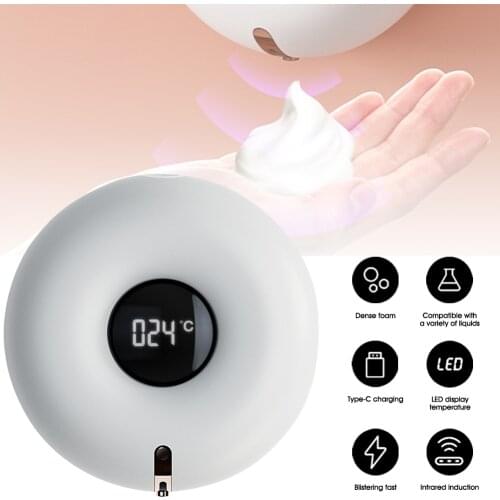 300ML Home Automatic Foam Soap Dispenser Touchless Rechargeable Hand Soap Dispenser Wall-Mounted Foam Pump for Kitchen Bathroom