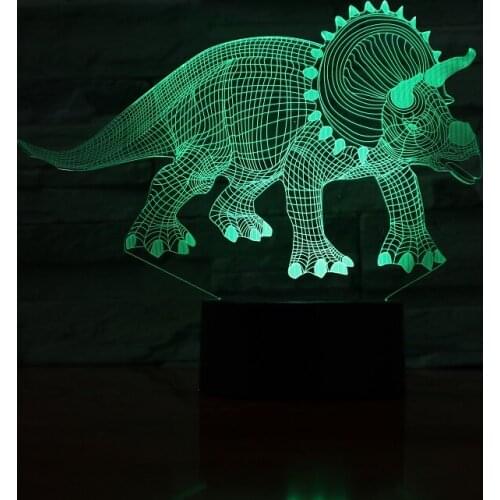 Hot 3D LED Herbivorous Dinosaurs Lamp Novelty Illusion Night Lamp LED 7 Color Change luminaria Birthday Christmas Party Gift 1021