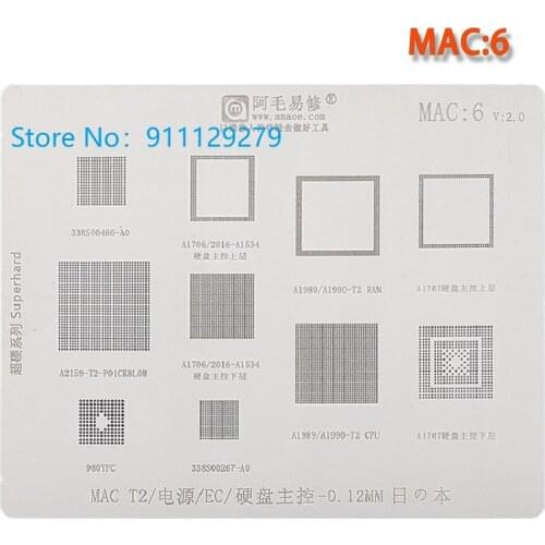 NEW stencil For A2159 T2 P01CK8L08 A1989 A1990 T2 CPU RAM 338S00267 338S00466 SMC 980YFC BGA Reball Template
