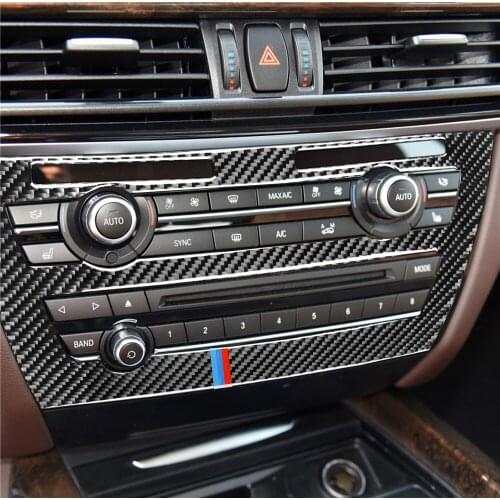 Carbon Fiber Refit Panel Car CD Control Panel Ring Cover Trim for BMW X5 F15 X6 F16 2014-2017 Car Accessories Car Stickers