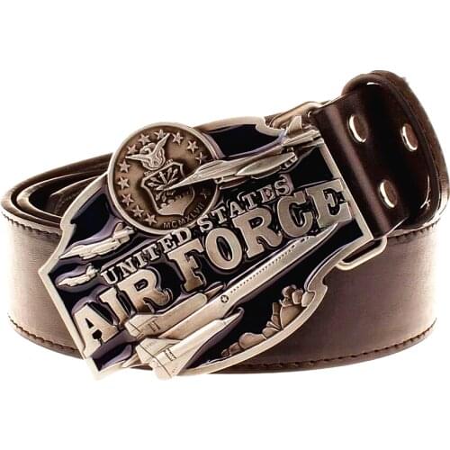 Cool mens leather belt metal buckle United States Air Force American style punk rock belts exaggerated belt hip hop girdle