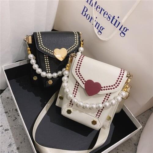 Love Lock Handbag and Purses Pearl Chain Tote Bucket Womens Bags Luxury High Quality Leather Shoulder Messenger Bag Fashion New