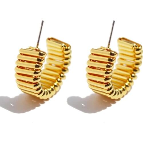 WTLTC Steampunk Stylish Hollow Twisted C Shaped Hoop Earrings for Women 2.5cm INS Hot Statement Hoops Earrings Fashion Jewelry