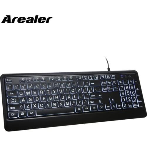 Large Fonts Keyboard USB Wired Keyboard Interface Large Print Backlit Wired Keyboard for the Elderly