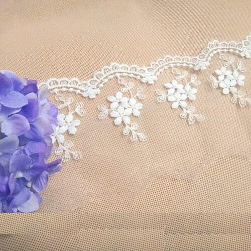 YACKALASI Soft Tulle Lace Cotton Embroidery Lace Fabrics Vintage White Scalloped DIY Garment Accessories 7cm