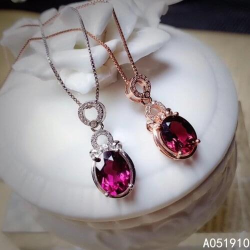 KJJEAXCMY boutique jewelry 925 sterling silver inlaid natural Garnet gemstone female necklace pendant support test fashion