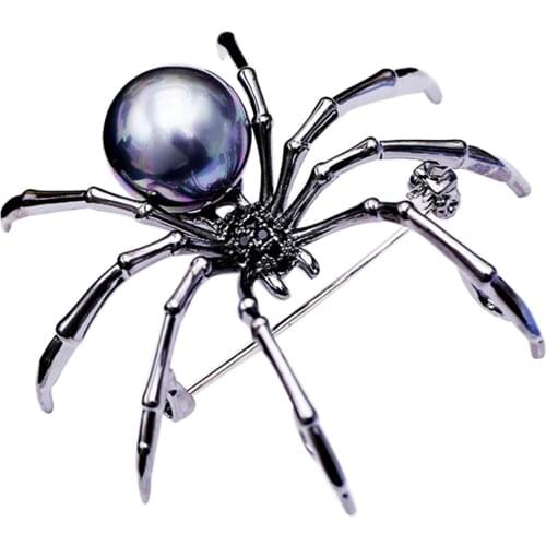 Lady Copper Material Individuality Black Spider Brooch Pin AAA Black Zircon Brooch For Women Clothes Bag Accessories