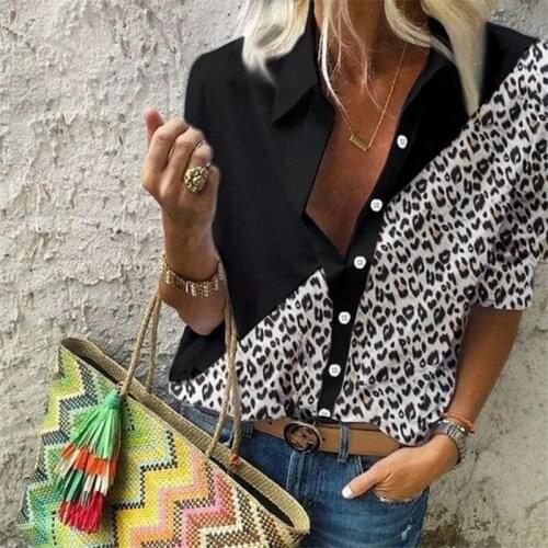Women Shirt Office Blouses Long Sleeve Casual Shirt Vintage Leopard Printed Spring Autumn Blouse Loose Button OL Work Shirt Top