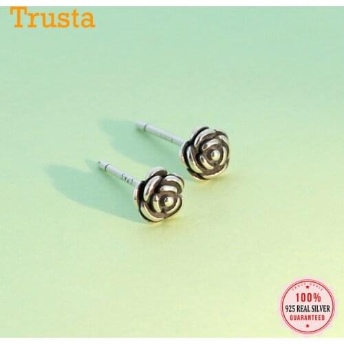 Trustdavis Real 925 Sterling Silver Charm Vintage Mini Flower Stud Earrings For Fashion Women Wedding Party Fine Jewelry DA1613