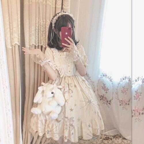 Harajuku Kawaii Cosplay Female Bow Korean Fashion Long Sleeve Dress for Girls Gothic Lolita Dress Womens Clothing