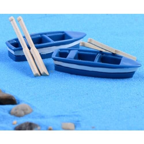 ZOCDOU 1piece Boat And Paddle Dinghy Cockleshell Small Statue Home Decoration Accessories Miniature Children Crafts Figurines