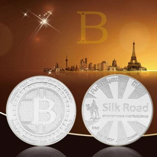 1pcs Sliver Silk Road Alloy Plated Physical Bitcoins Art Collectible Souvenir Gifts Coin Bit BTC Metal Antique Imitation
