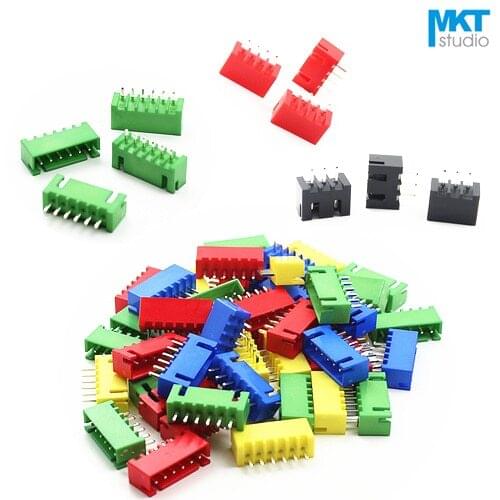 100Pcs 5P XH 2.54mm Pitch XH2.54 Straight Pin Male Box Header Wafer Sample Red Black Green Blue Yellow