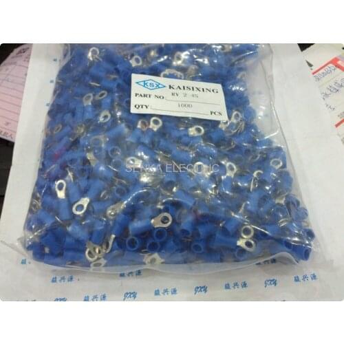 1000pcs RV2-3.5 M AWG16-14 #6 Blue Circular Pre-insulating Ring Terminal TO-JTK Cold Pressed Crimp Terminals