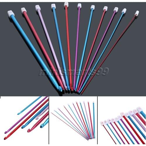 11pcs Costura Multicolor Aluminum Crochet Hook Knitting Needles Knit Needles Tools DIY Weave Crafts Sewing Accessories 2mm-8mm