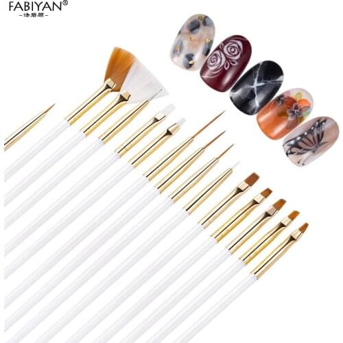 15Pcs Nail Liner Painting Drawing Dotting Caving Manicure Brush UV Gel Pen Tool DIY Gradient Flower