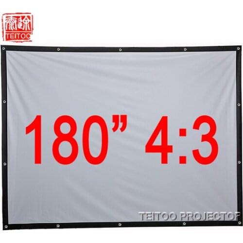 180 Inches 4:3 Wall Mounted Frame Canvas Fabric Portable Projection Screen for Any HD Movie Projectors, Watch Movie Outdoor