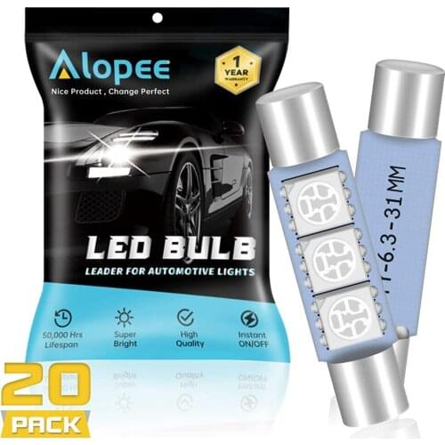 20Pcs Blue 30MM - 31MM 3 SMD 12V LED Festoon Light Sun Visor Vanity Mirror Bulb for Vehicle 6615F 6614F 3021 3022 3175 T-2 SF6/6