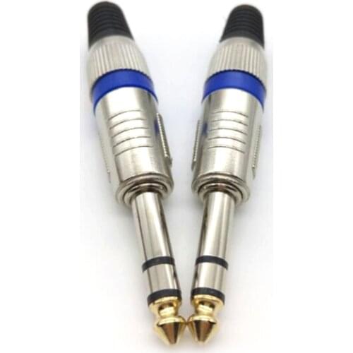 5PCS 6.35mm 3 Pole Stereo Connector 1/4" Male Plug to RCA Female Jack Audio Amplifier Microphone Plug Soldering DIY Connector