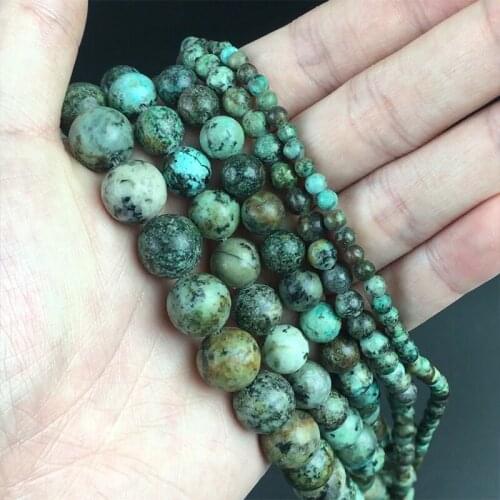 Natural Stone Beads Round Africa Turquoises Loose Beads For Jewelry Making DIY Bracelet Necklace Accessories 4/6/8/10mm 15