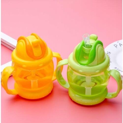 Newborn Baby Feeding Kids 260ML Drinking Bottles Infant Children Learning Sippy Cups With Double Handles Straws