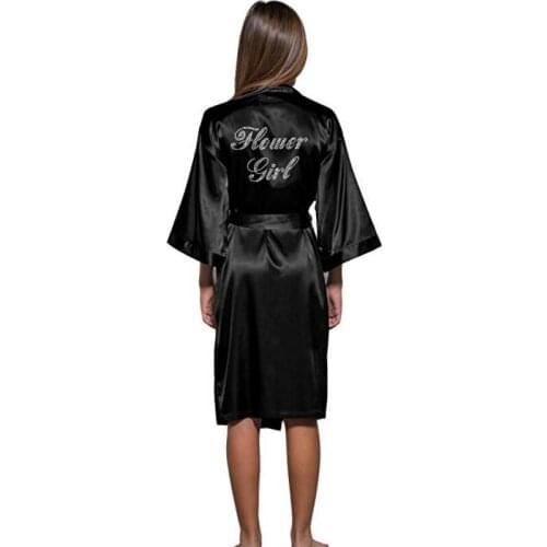 Flower Girl Kids Wedding Stain Robes Letters NightGown Monogrammed Childrens Bathrobe Junior /Little Bridesmaid Party Kimono