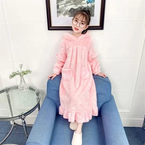 Kids Bathrobe Flannel Child Girls Bath Robe Sleepwear Winter Bathrobes sweet Baby girls Pajamas Children Clothing