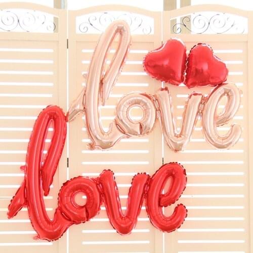 Foil Balloons LOVE Siamesed Red Heart Ballon Wedding Decoration Ballon Romantic Valentines Day Love Letter Balls Party Supplies