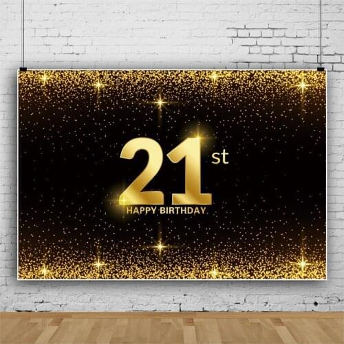 Happy 21st and 30th Birthday Golden Glitter Portrait Photography Backdrop Decor Photo Background Studio Photocall Props