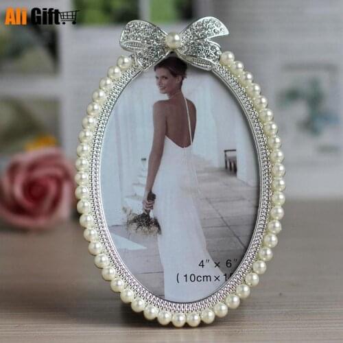 Hot Selling Newest 3 Inch 6 Inch 7 Inch Pearl Picture Frame with Diamond Pearl Pendulum Wedding Photo Frame Birthday Gift Item
