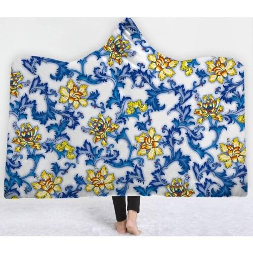Chrysanthemum flower Blanket with hat keep Warm soft sofa comfortable Blanket Chinese style Good quality Blanket sell well