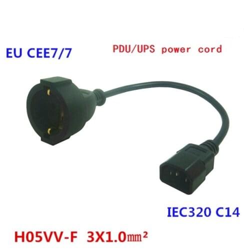 IEC 320 C14 3Pin Male Plug to CEE 7/7 European Female Schuko Socket Adapter Cable FOR UPS/PDU Extension Power Cord