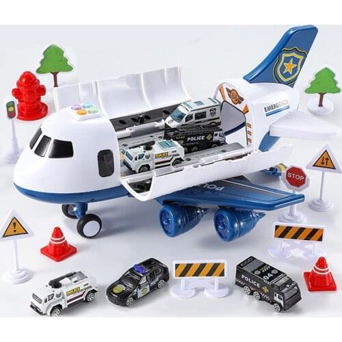 Simulation Music LED Inertia Storage Aircraft Mini Car Kids Storytelling Toy Educational Kids Toy Gift