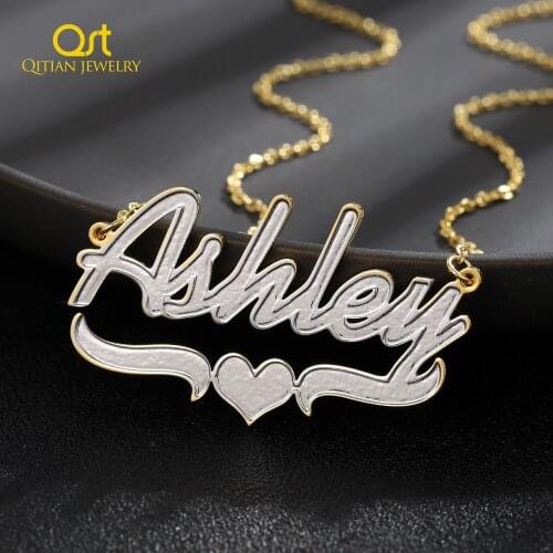 Personalized Stainless steel Name Necklace Double Gold Plated Nameplate Multi Chains Custom Name Necklace Charm Jewelry Women