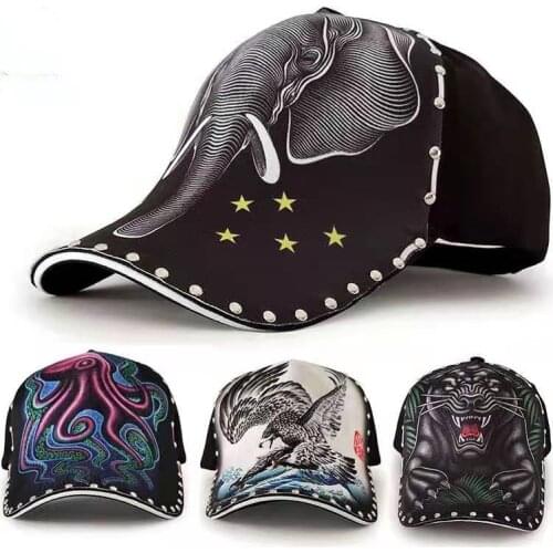 Hat Male Personality Illustration Baseball Cap European and American Fashion Cap Fashion Street Baseball Cap Beast Visor Sun Hat